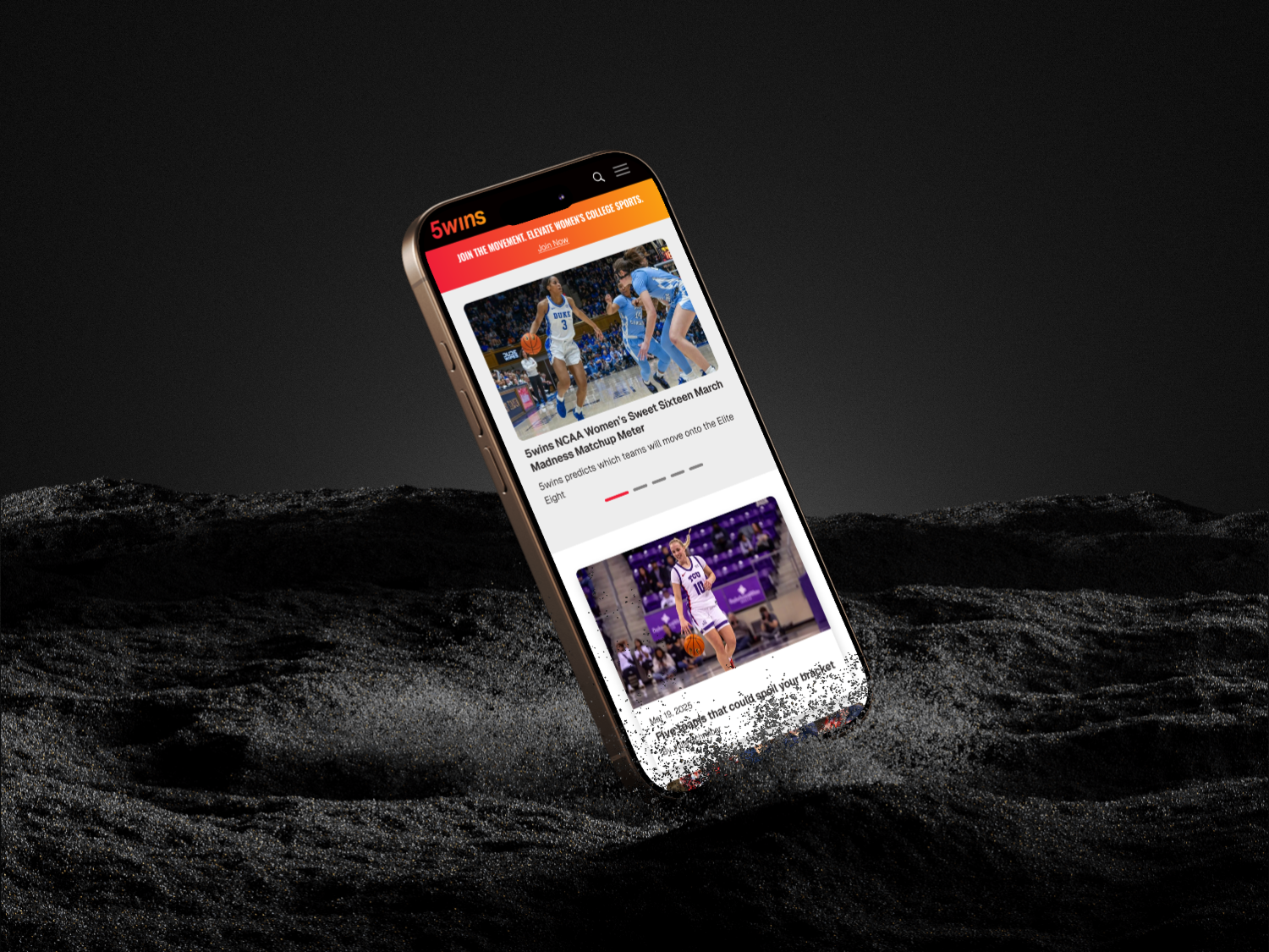 5wins women's sports app mockup