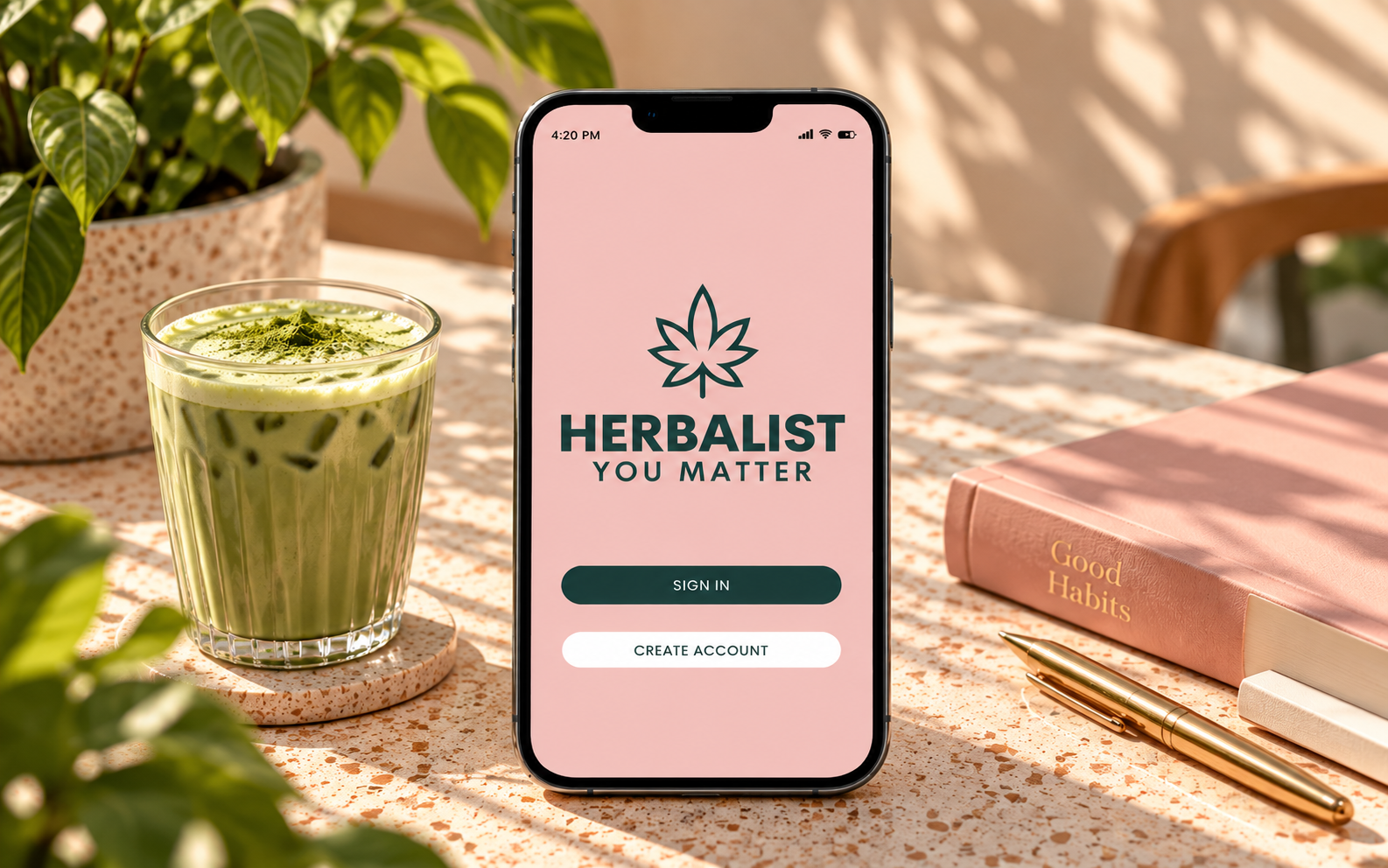 Herbalist mobile app sign-in screen